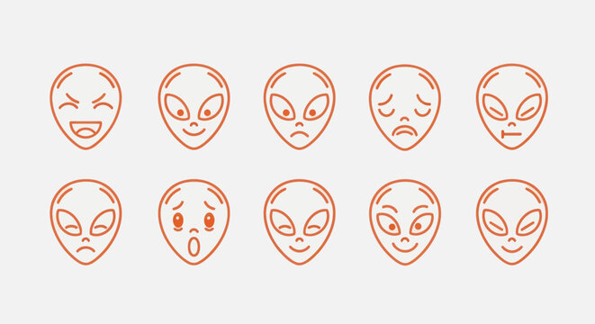 Alien faces emoticons set