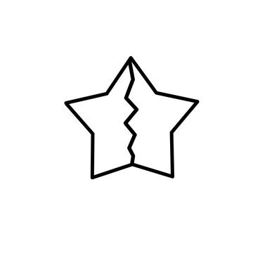 Broken star outline icon vector