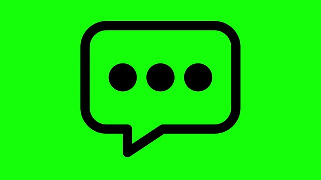 Animated comment and message bubble icons for social media engagement on green screen background