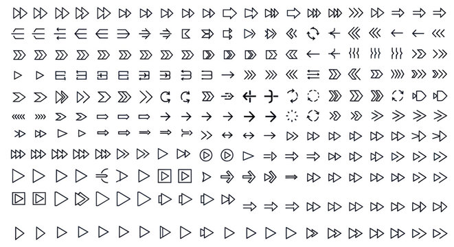 Arrow icons set directional navigation symbols