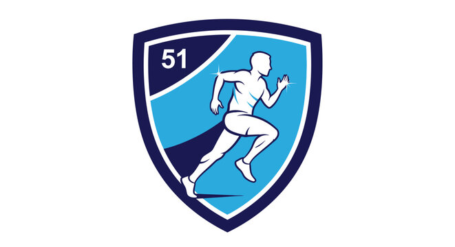 Running Man Inside Shield Emblem with Number 51