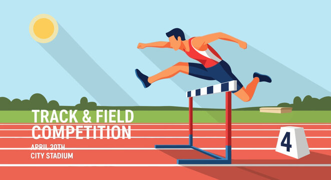 Track and Field Hurdle Racing Competition Poster Design