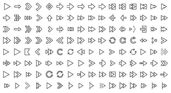 Arrow icons set directional navigation symbols