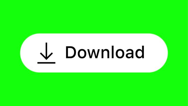 Animated download button and arrow icon set for web and software interfaces on green screen