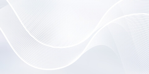 Obraz premium Clean light abstract backdrop featuring subtle pastel tones and dynamic white wave lines. Ideal for tech, corporate, and professional visual projects.