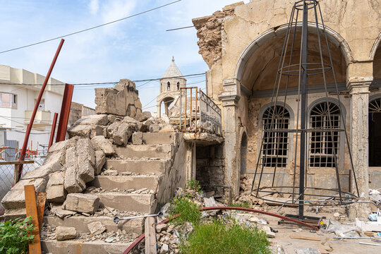Courtyard and outbuildings of the Al Tahera Church in Mosul, Iraq