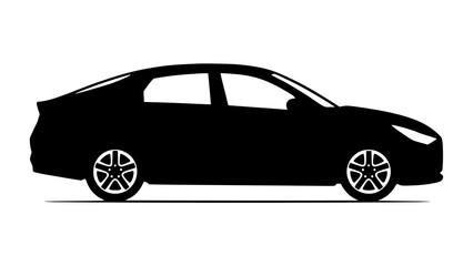 Obraz premium Modern Generic Sedan Car Silhouette Vector Illustration Side View Automotive Icon