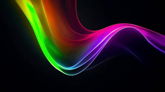 Vibrant rainbow colored wavy abstract design.