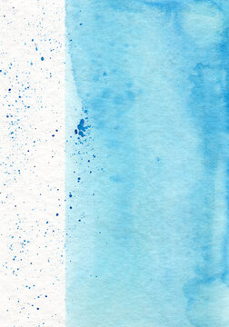 Aquarell Hintergrund in blau, mit Textfreiraum, authentisch und handgemalt
