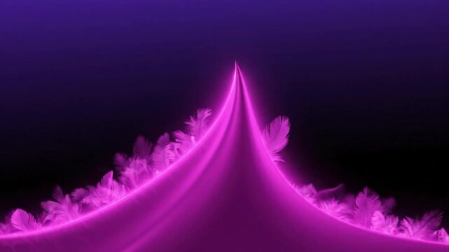 Abstract glowing purple road or pathway leading upwards with ethereal smoke or mist effects against a dark background