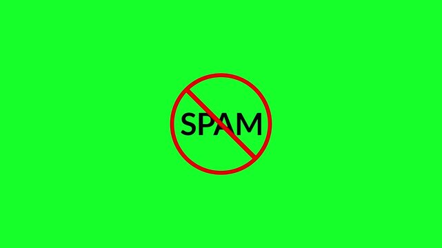  spam symbol animation free zone and clean inbox in 4K animation with alpha channel email security and spam protection icon stop spam concept with red prohibition symbol on transparent background
