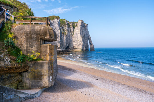 Porte d Aval Rock Arch at &Eacute;tretat Chalk Cliffs France