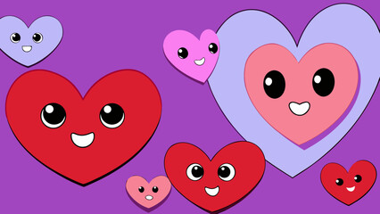 Obraz premium Various papercraft hearts over violet background 