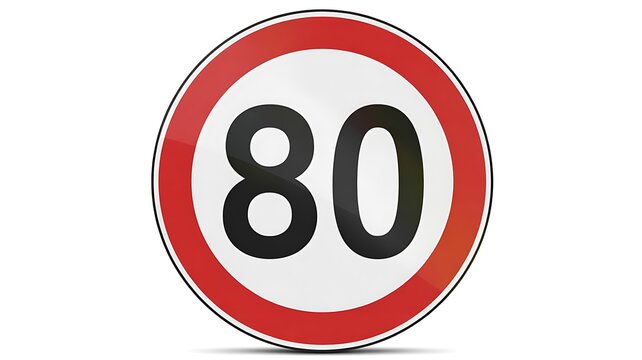 Speed limit sign, traffic sign, road sign, 80 km/h sign, speed limit