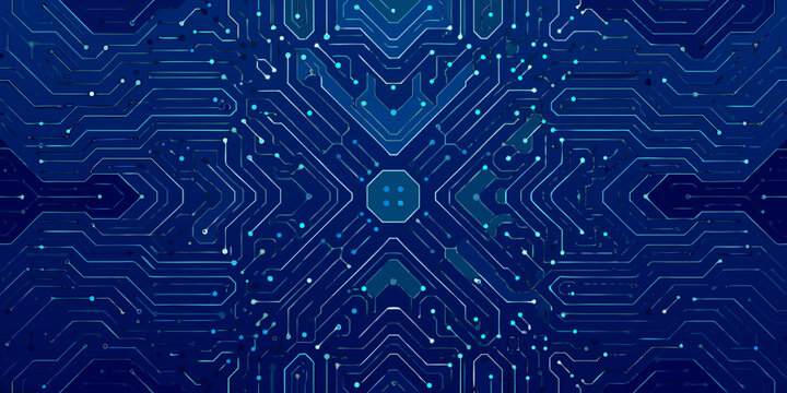 abstract circuit board pattern with symmetrical lines and glowing blue connections high quality professional detailed