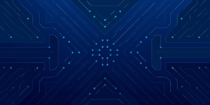 abstract circuit pattern with symmetrical cross shape blue gradient background high quality professional detailed modern