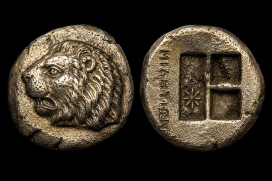 Ancient Miletus lion electrum coin from Ionian Greece