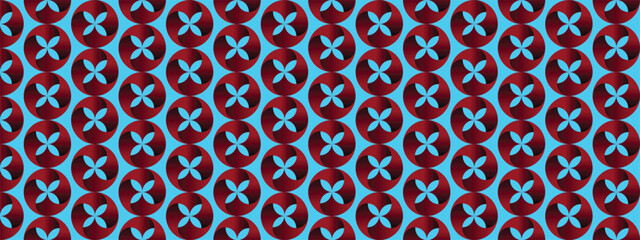 Decorative seamless geometric pattern featuring repeating circular floral motifs. Modern retro-inspired abstract design suitable for wallpaper, fabric, wrapping paper, textile prints, packaging, web b © sofian