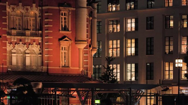 Shifting Urban Landscape Where Historical Buildings and Modern Structures Stand Side by Side in the Glow