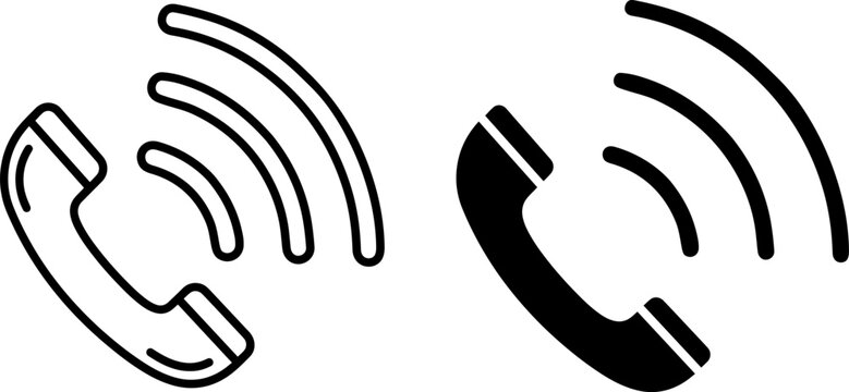 Phone call icon set, telephone ringing symbol, vector illustration