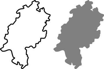 Fototapeta premium Map of hesse, a state of germany, isolated on white background