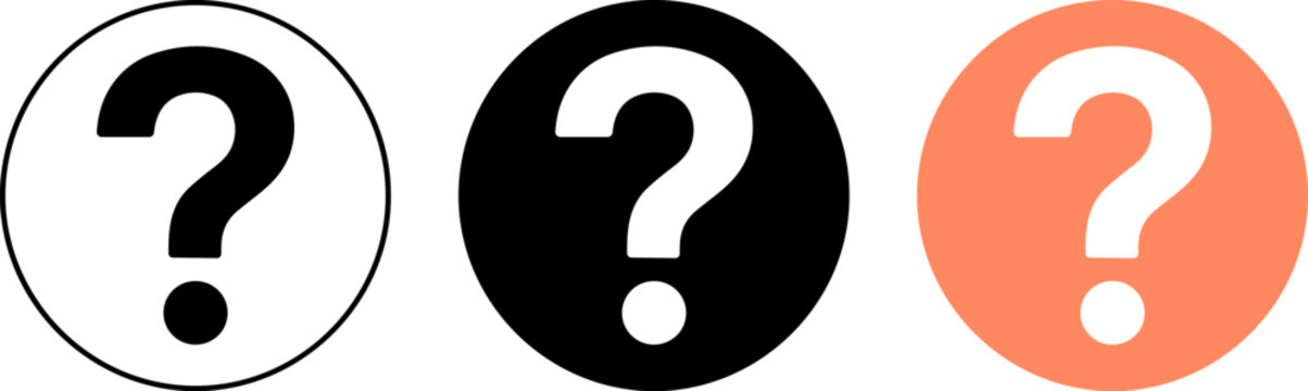 Set of three question mark icons in different styles