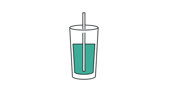 A glass with a straw and green liquid.