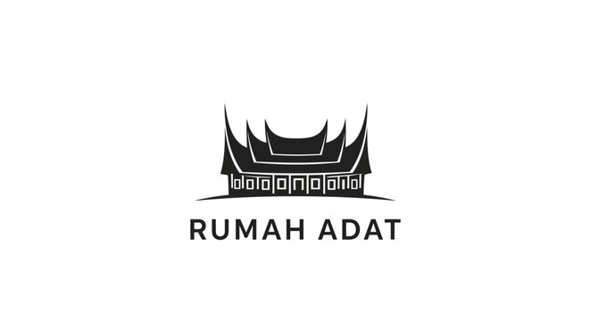 Traditional Indonesian Rumah Adat building logo.
