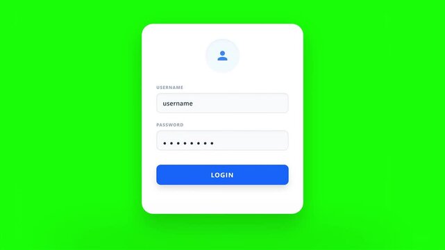 A person logs into a website on a green background screen
