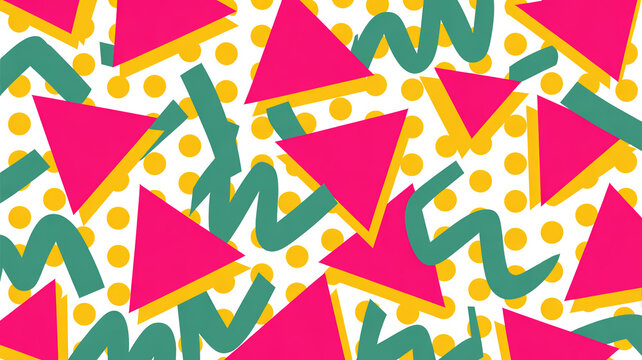 Nostalgic 1990s Memphis Design Geometric Pattern Background