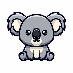 Cute baby koala sitting cartoon vector illustration icon.