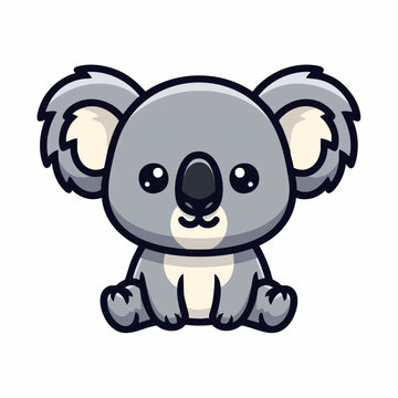 Cute baby koala sitting cartoon vector illustration icon.