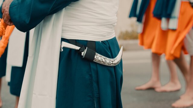 Dagger Kirpan of the defenders of the Indian holy book of the Sikh god