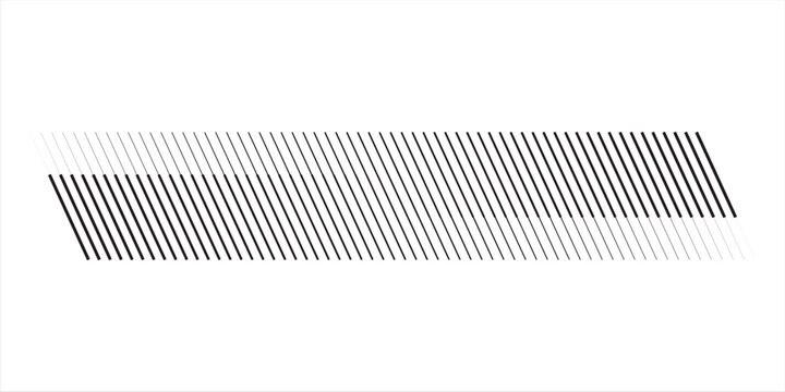 Slash lines pattern. Border with tilted parallel stripes. Embroidery ornament with slanted stitches on white background. Geometric print for caution tape or barrier.