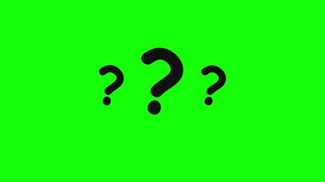 Animated question marks on green screen background. 4K Video