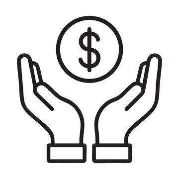Hands holding dollar sign icon financial security concept