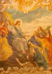 Fototapeten Jesus Christus VERCELLI, ITALY - JANUARY 17, 2026: The fresco of Sermon on the Mount in the church Chiesa di san Salvatore by G. Porta from 20. cent.   © Renáta Sedmáková