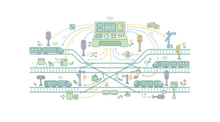 Naklejka premium Smart Railway Traffic Management and Control System