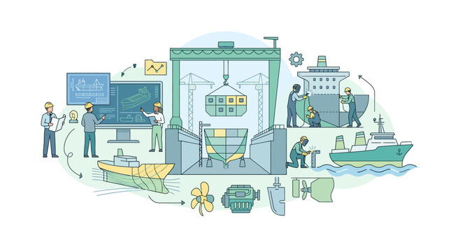 Marine engineering and shipbuilding industry process workflow