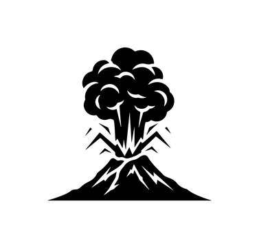 Volcanic Eruption, Volcano Icon, Black Vector Graphic, Explosion Illustration