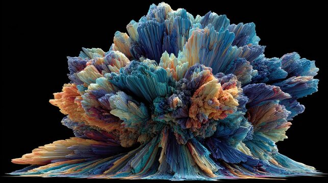 Abstract explosion of color against a black background for creative designs
