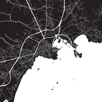 Ibiza Spain Vector Map, Detailed Island Street Map Black and White Minimalist Line Art