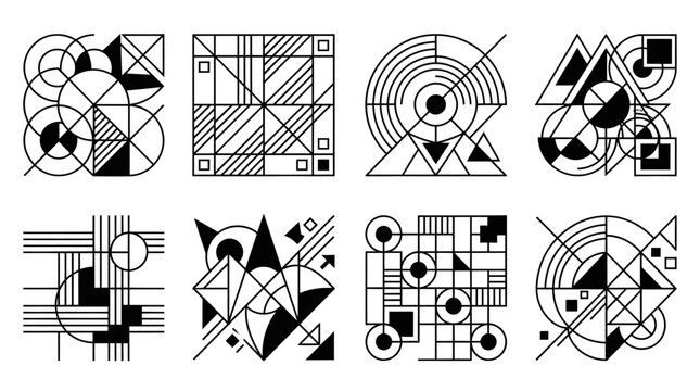 Abstract Geometric Shapes Set: Modern Art, Retro Design, Minimalist Patterns