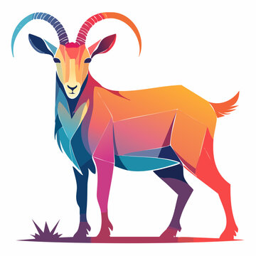 Colorful Geometric Ibex Illustration