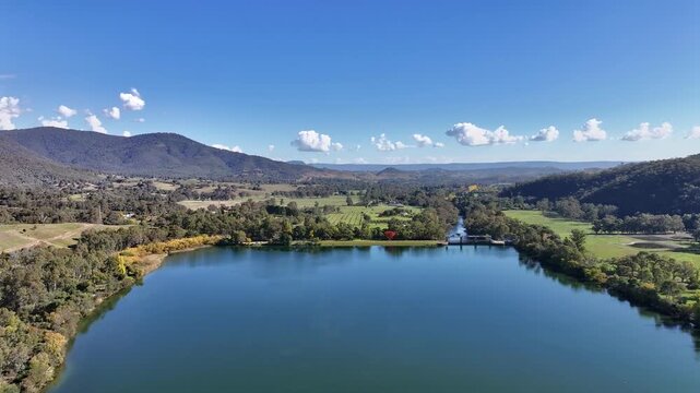 Aerial footage of Eildon Pondage Victoria Australia