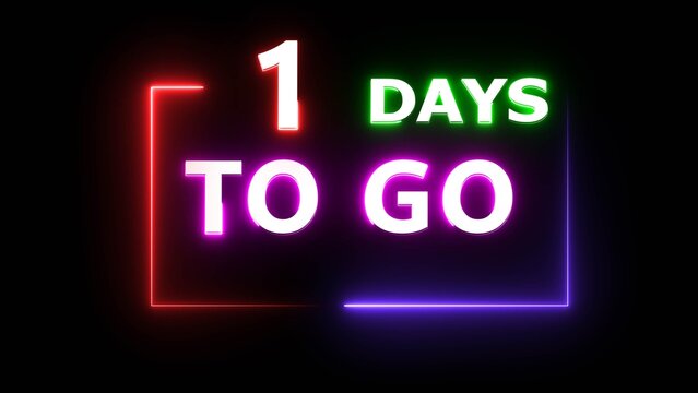 Neon countdown days timer on black background.