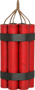 Bundle of red dynamite sticks isolated on transparent background