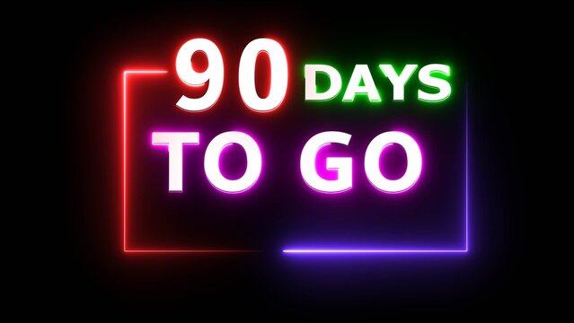 Neon countdown days timer on black background.
