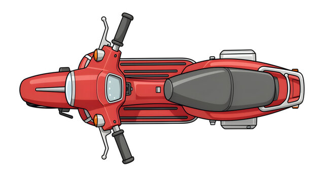 top view red vintage scooter with black seat and silver details urban travel vehicle