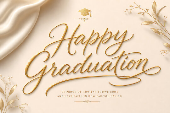 Graduates celebrate achievement with ceremony decorations and congratulatory messages